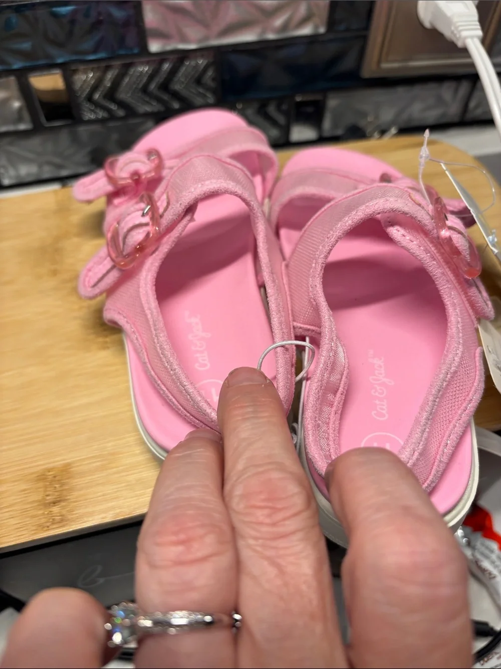 Cat & Jack Pink Adjustable Double-Strap Buckle Sandals